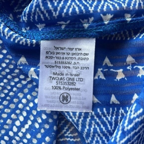 Sabina Musayev Dress Womens L Blue Geometric Boho Ruffle Bell Sleeve Mini - Picture 9 of 14